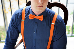 Mr. Bow Tie. Menswear. Burnt Orange Suspenders. 