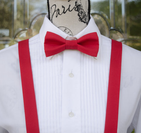 (19-16) Christmas Red Bow Tie and/or Suspenders - Mr. Bow Tie