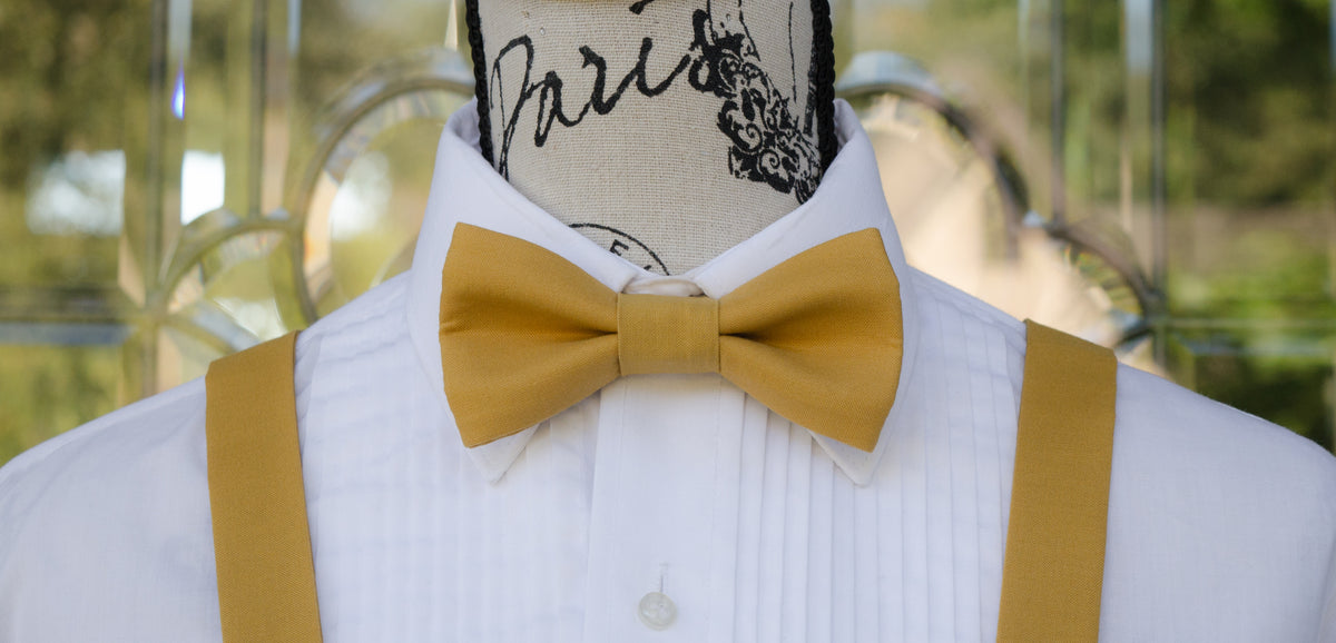 White and gold discount bow tie