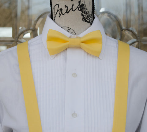 (01-131) Lemon Yellow Bow Tie and/or Suspenders - Mr. Bow Tie