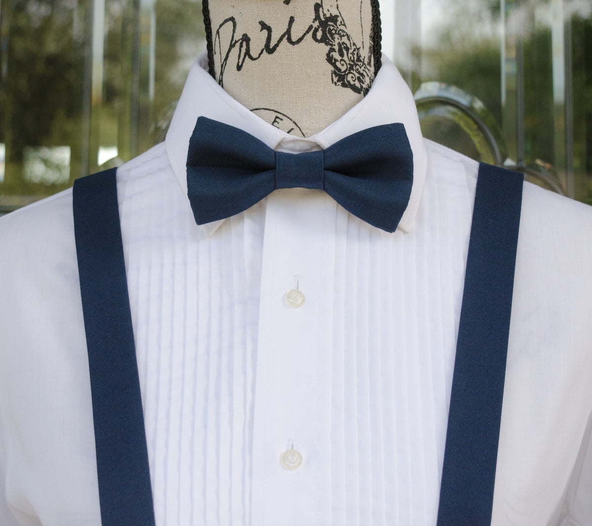 Blue Pre-Tied Silk Bow Tie And Deep Blue Braces Set | In Stock - Foto 5