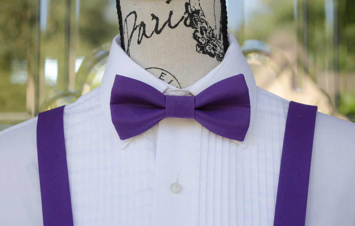 Fuschia bow outlet tie and suspenders