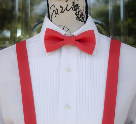 (18-47) Scarlet Bow Tie and/or Suspenders - Mr. Bow Tie
