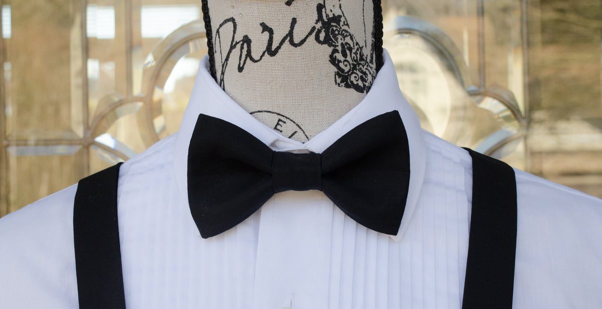 Black Bow Ties and Suspenders (Soft Black) - Mr. Bow Tie