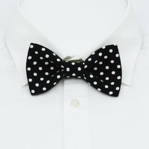 Black with White Dots Bow Tie