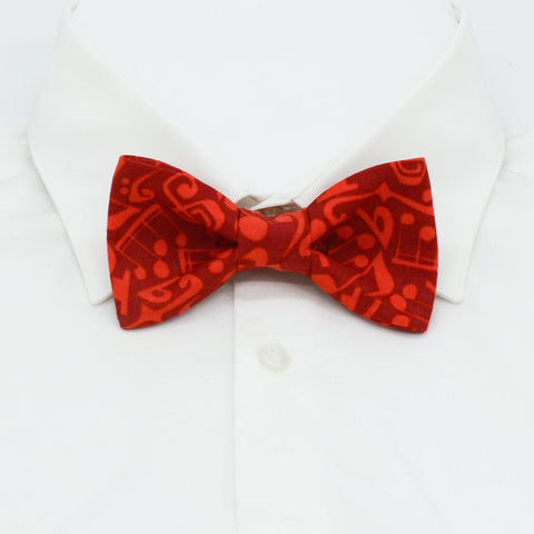 Red Jazz Music Notes Bow Tie