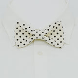 Off White with Black Polka Dot Bow Tie