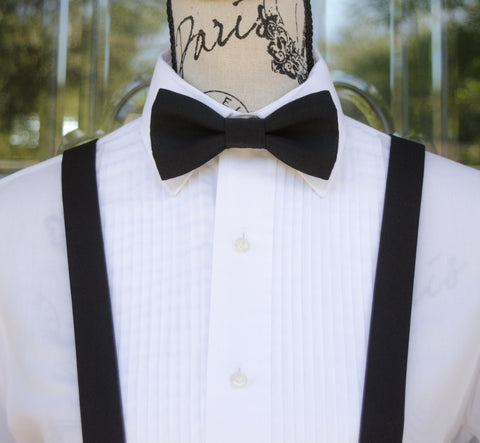 (69-99) Tux Black Bow Tie and/or Suspenders - Mr. Bow Tie