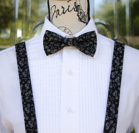 (69-0BRT) Black Retro Trucks Bow Tie and/or Suspenders - Mr. Bow Tie