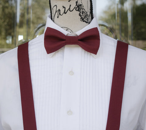 (21-18) Burgundy Bow Tie and/or Suspenders - Mr. Bow Tie