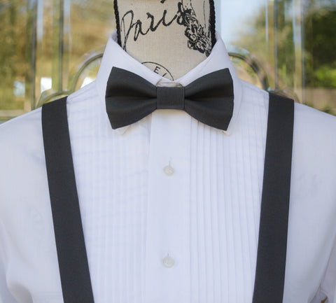 (68-284) Charcoal Gray Bow Tie and/or Suspenders - Mr. Bow Tie