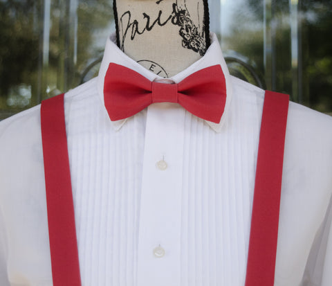 (19-230) Cherry Red Bow Tie and/or Suspenders - Mr. Bow Tie