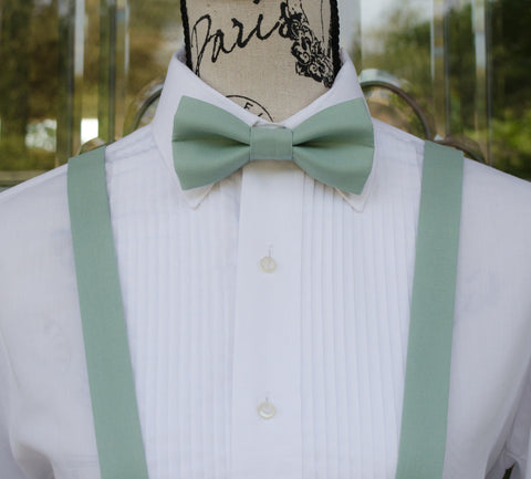 (54-38) Dusty Jade Bow Tie and/or Suspenders - Mr. Bow Tie