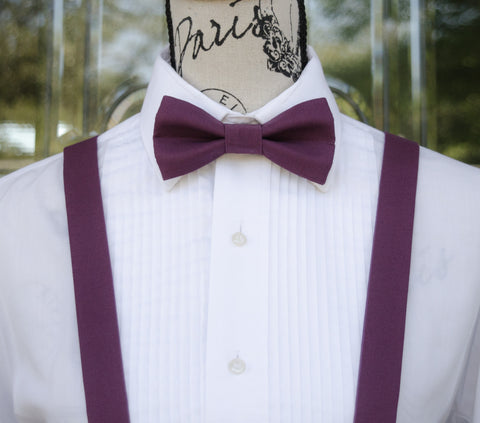 (27-205) Eggplant Bow Tie and/or Suspenders - Mr. Bow Tie