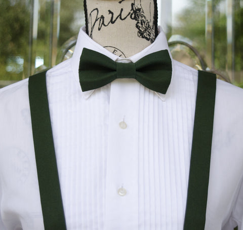 (61-15) Hunter Green Bow Tie and/or Suspenders - Mr. Bow Tie