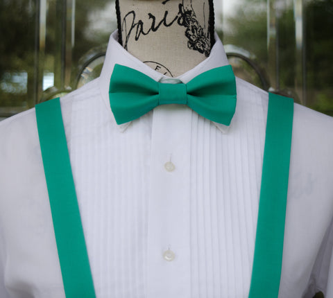 (49-108) Jade Green Bow Tie and/or Suspenders - Mr. Bow Tie