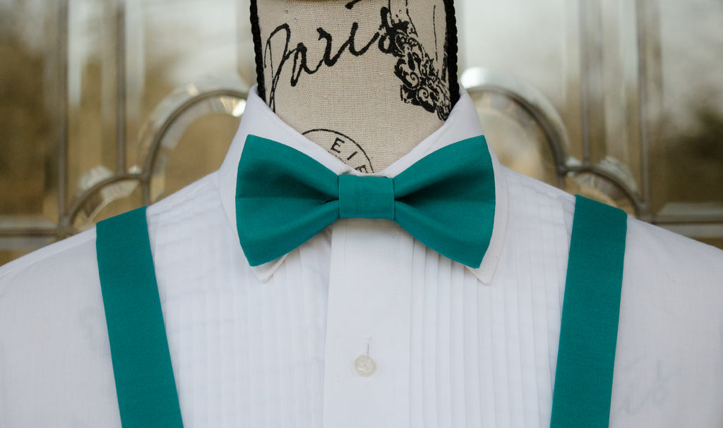 Teal Bow Ties and Suspenders (Lagoon Medium Teal) Mr. Bow Tie