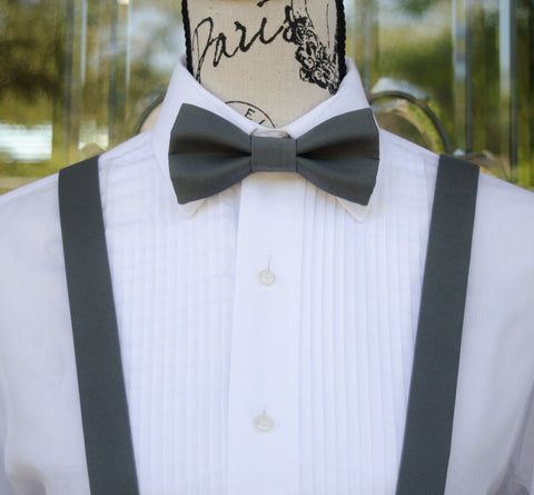 (67-283) Lead Gray Bow Tie and/or Suspenders - Mr. Bow Tie