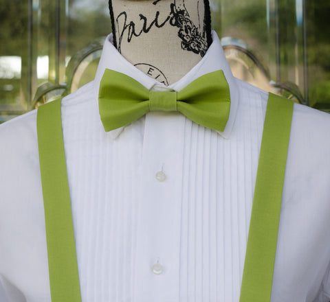 (59-192) Olive Green Bow Tie and/or Suspenders - Mr. Bow Tie