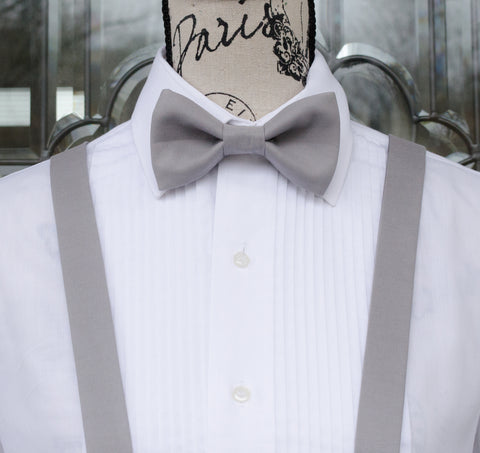 Nickel Grey Bow Tie and/or Suspenders (432)