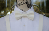 (72-200) Off White Bow Tie and/or Suspenders - Mr. Bow Tie