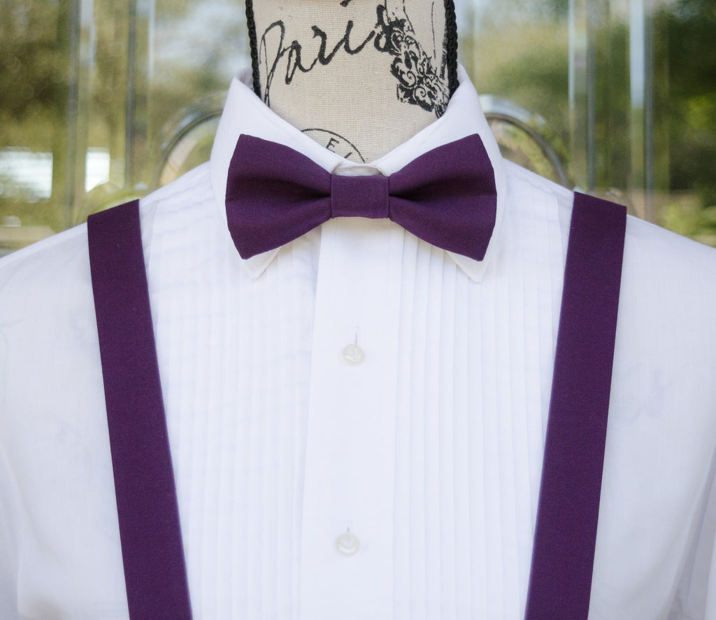 Purple Bow Ties and Suspenders (Plum/Prune Purple)