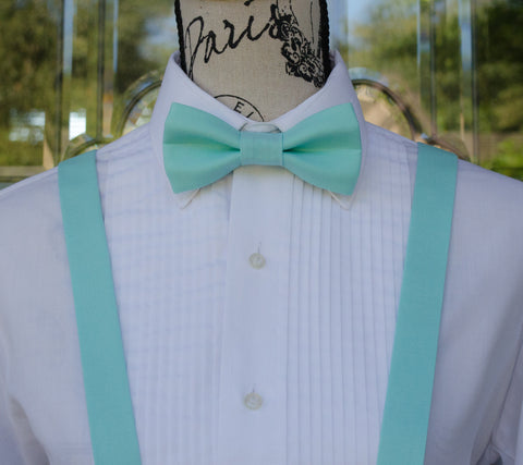 (45-85) Robins Egg Blue Bow Tie and/or Suspenders - Mr. Bow Tie