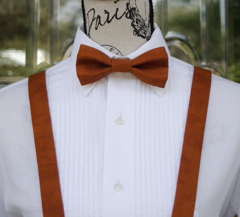 (04-46M) Rust 2 Tone Bow Tie and/or Suspenders - Mr. Bow Tie