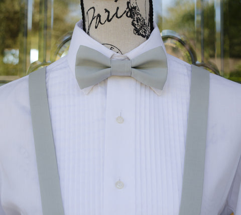 (64-183) Silver Gray Bow Tie and/or Suspenders - Mr. Bow Tie