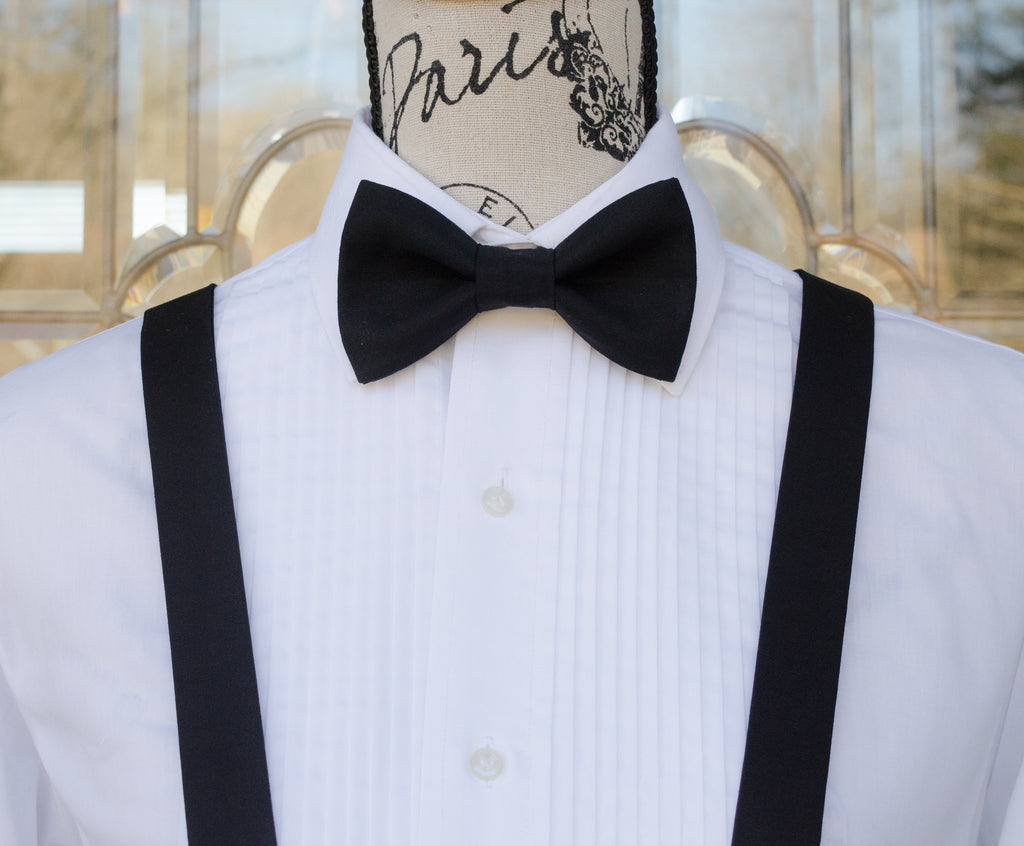 Black Bow Ties and Suspenders (Soft Black) - Mr. Bow Tie