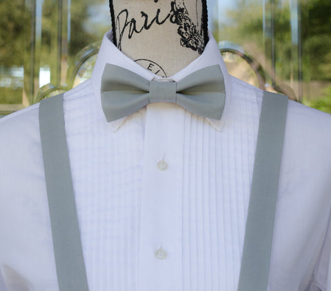 (66-184) Steel Gray Bow Tie and/or Suspenders - Mr. Bow Tie