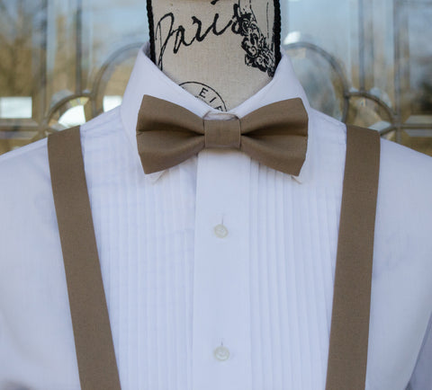 (63-129) Dark Taupe Bow Tie and/or Suspenders - Mr. Bow Tie