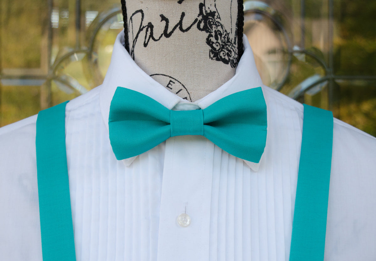 Turquoise Bow Ties and Suspenders Mr. Bow Tie
