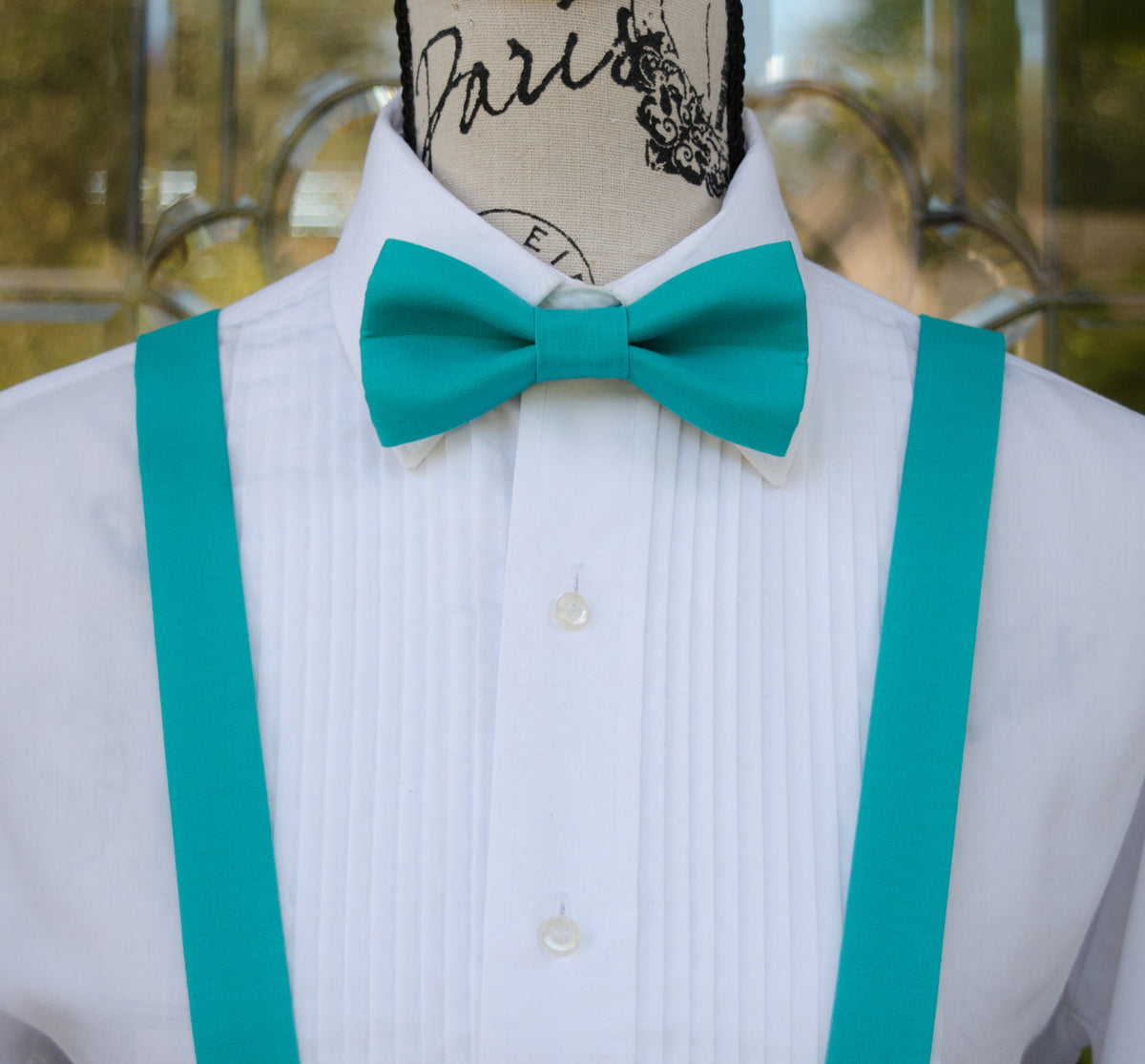 Turquoise Bow Ties and Suspenders Mr. Bow Tie