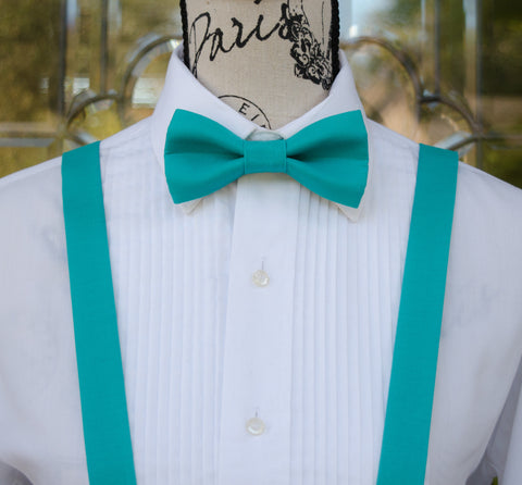 (47-107) Turquoise Bow Tie and/or Suspenders - Mr. Bow Tie